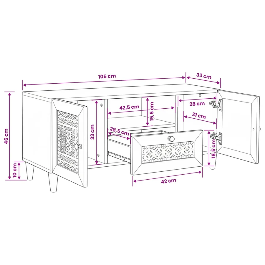 Unites TV Marron Clair 105 x 33 x 46 cm Bois d'ingénierie - 11