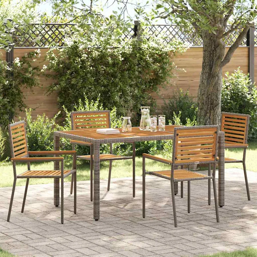 Chaises empilables de jardin 4 pcs Marron et gris