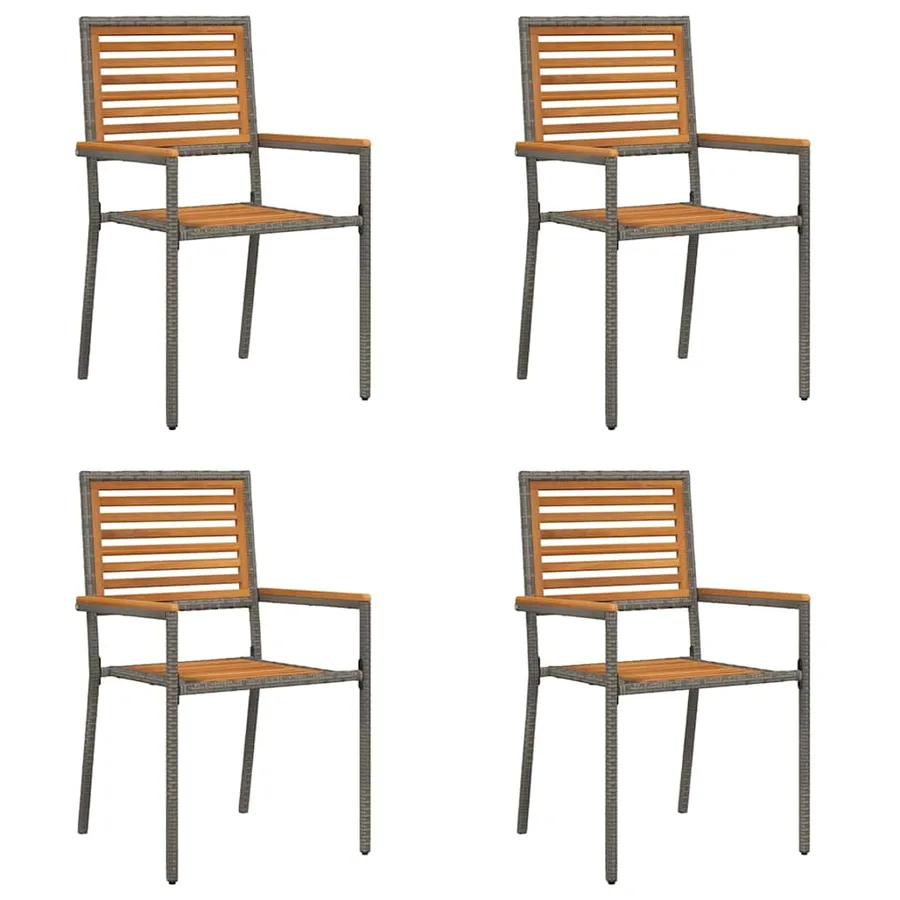 Chaises empilables de jardin 4 pcs Marron et gris - 2