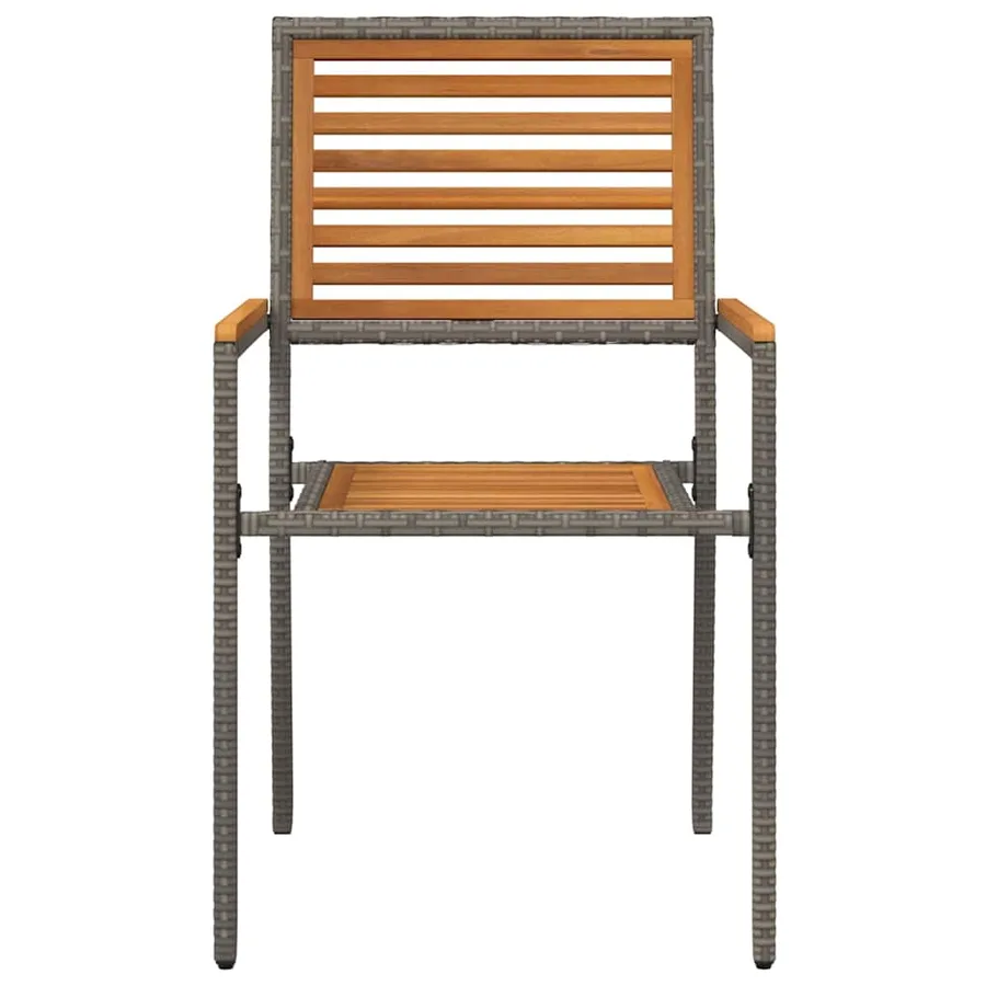 Chaises empilables de jardin 4 pcs Marron et gris - 5