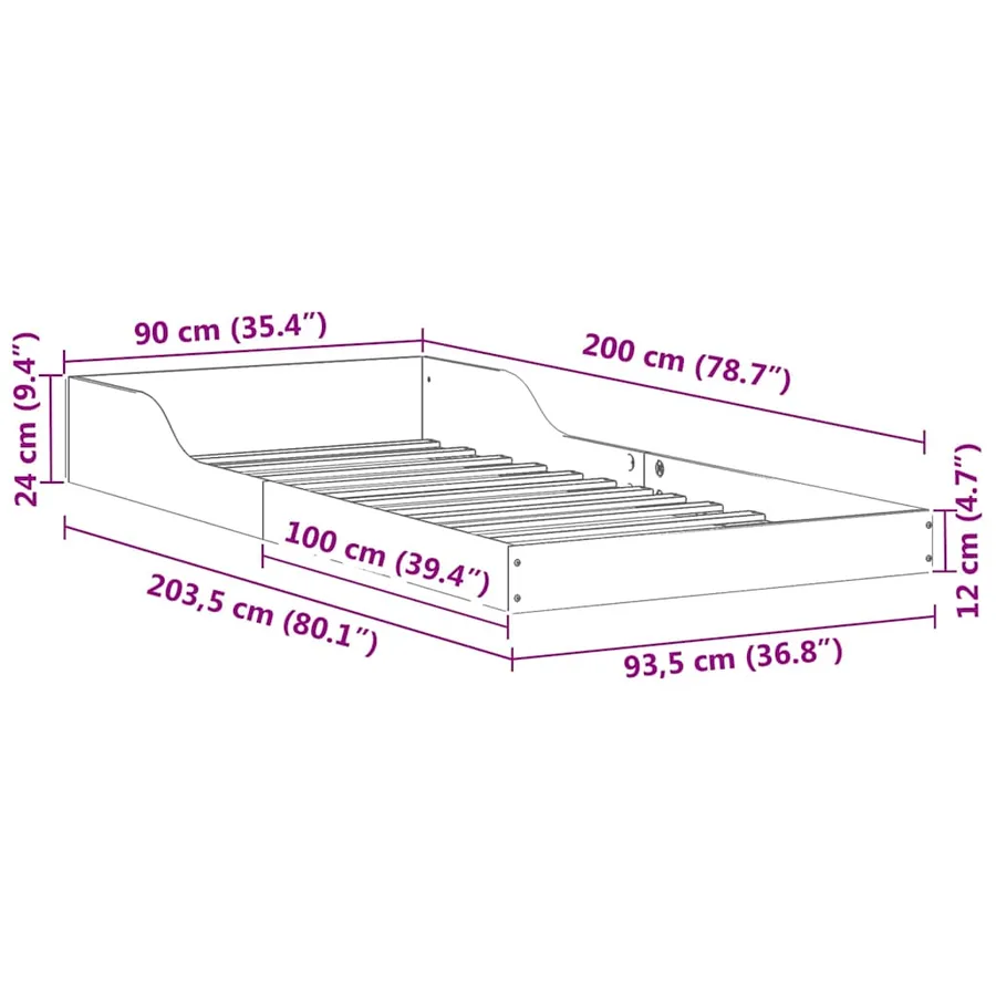 Cadre de lit Marron 90 x 200 cm Pin massif - 8