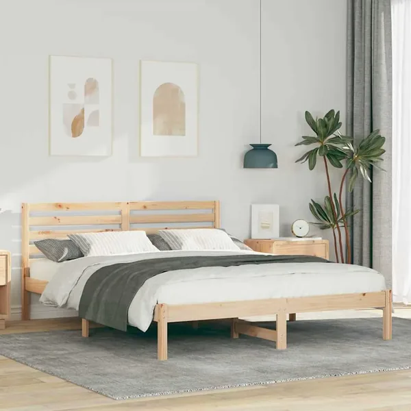 Cadre de lit avec tête de lit Marron 140 x 200 cm Pin massif