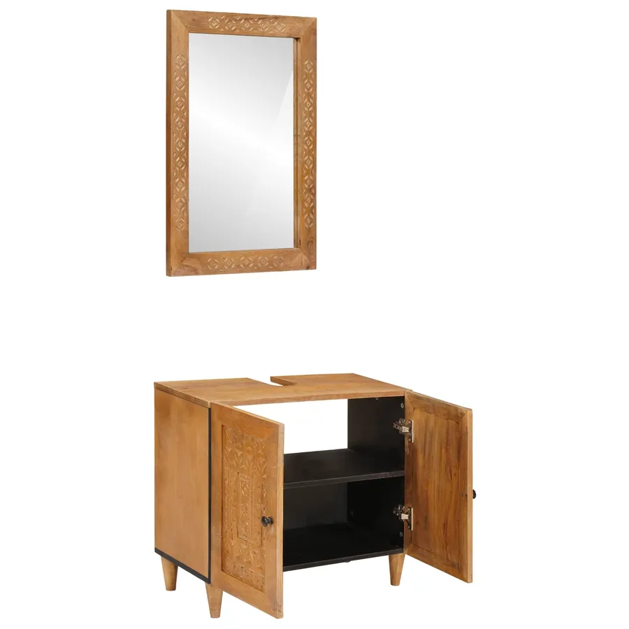 Ensemble de mobilier de salle de bain avec étagère 2 pcs Marron - 2