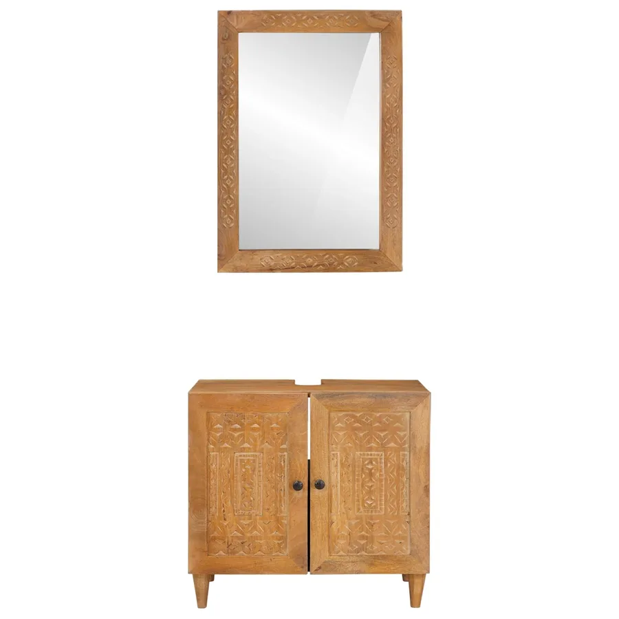 Ensemble de mobilier de salle de bain avec étagère 2 pcs Marron - 5