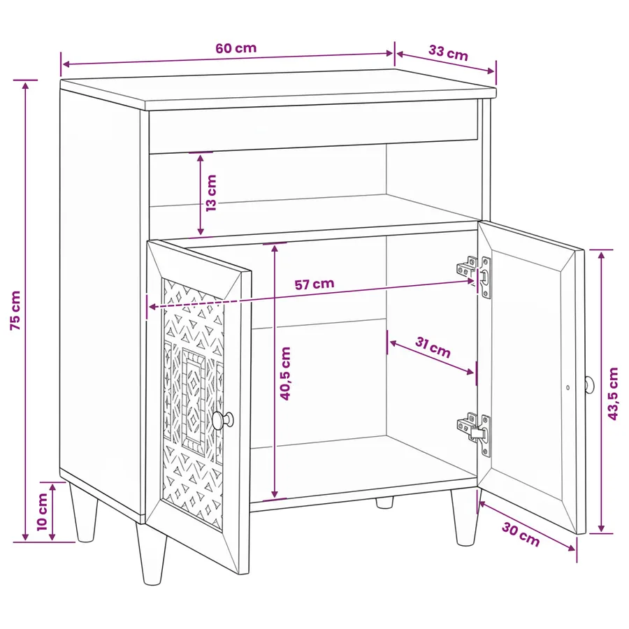 Buffet Marron clair 33,5 x 60 x 75 cm - 11