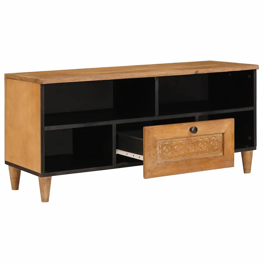 Meuble TV avec tiroir 100 x 33 x 46 cm Bois de mangue massif - 2