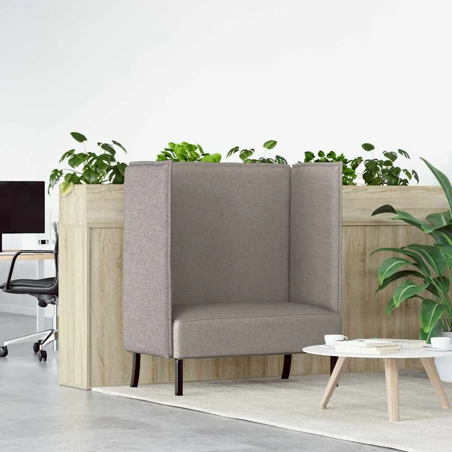 Canapé à Haut Dossier 101cm Taupe tissu