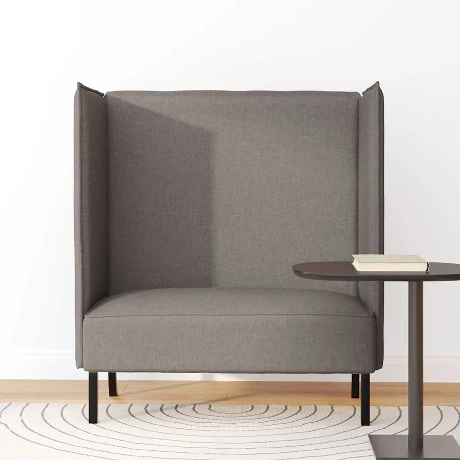 Canapé à Haut Dossier 101cm Taupe tissu - 3
