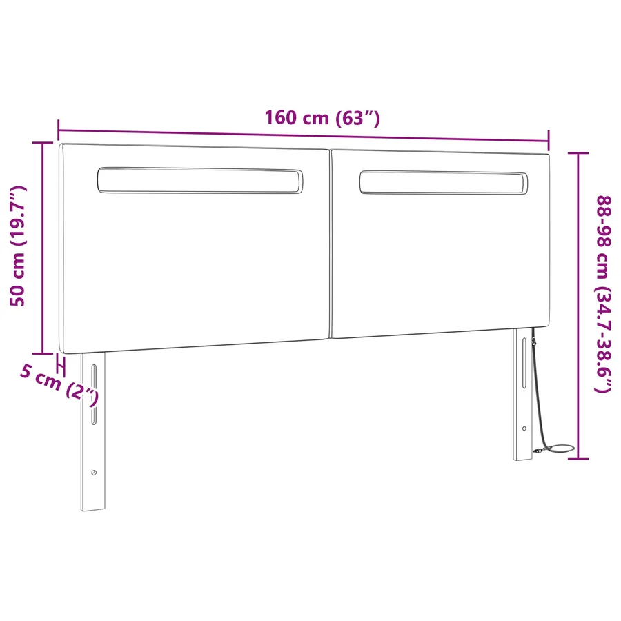 Tête de lit LED Blanc 160 cm Cuir synthétique - 10