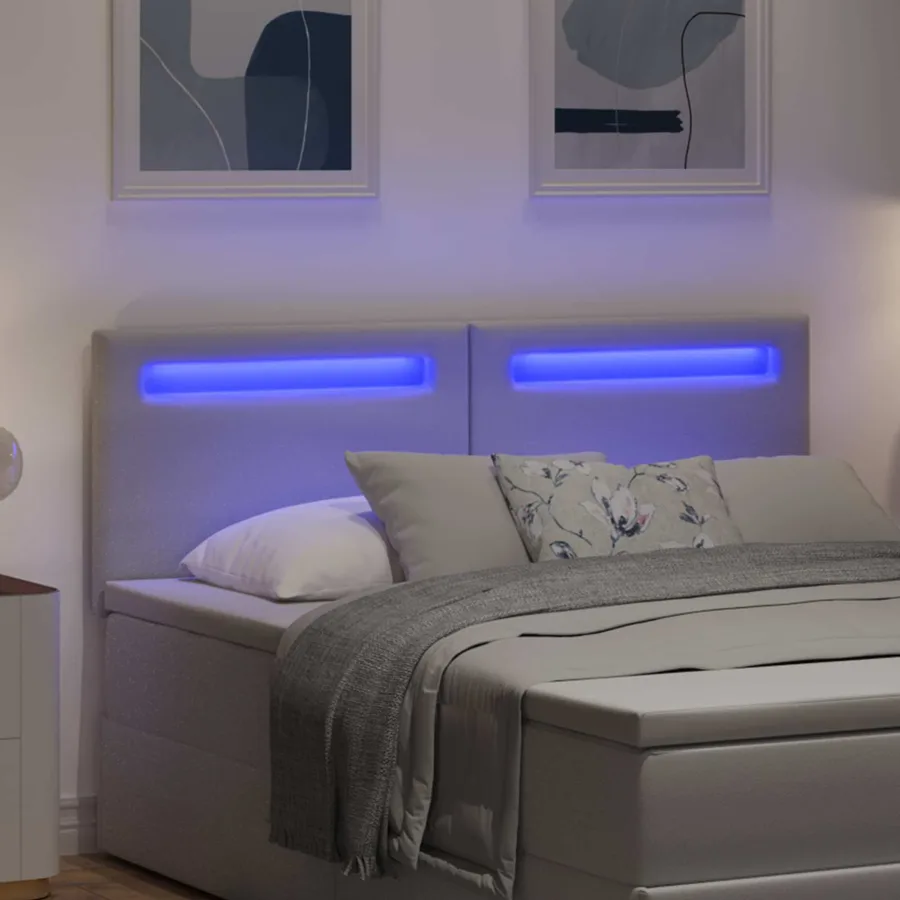 Tête de lit LED Blanc 160 cm Cuir synthétique - 3