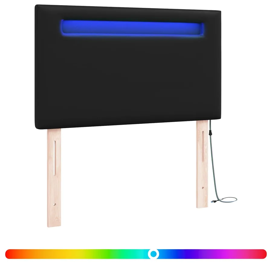 Tête de lit LED Noir 100 cm Cuir synthétique - 2