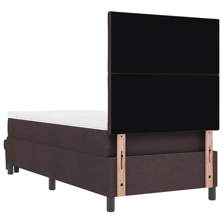 Lit à ressorts avec tête de lit Marron foncé 100 x 200 cm tissu - 10