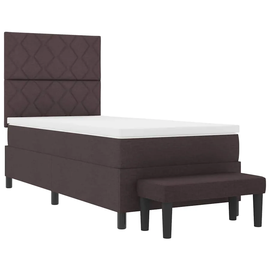Lit à ressorts avec tête de lit Marron foncé 100 x 200 cm tissu - 7