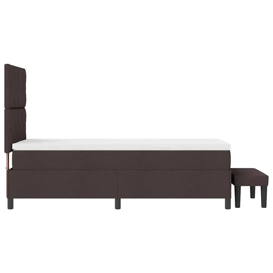 Lit à ressorts avec tête de lit Marron foncé 100 x 200 cm tissu - 9