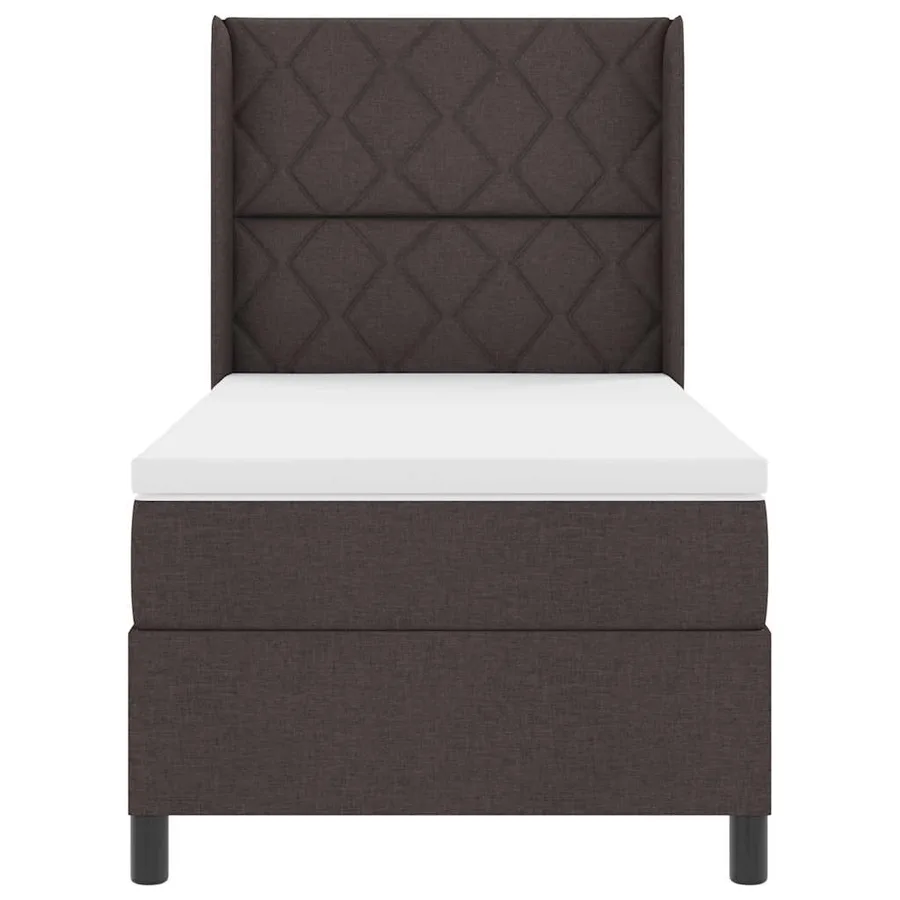 Lit à ressorts avec coussin Marron foncé 200 x 100 cm tissu - 7