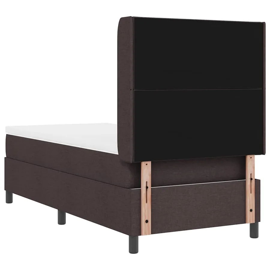 Lit à ressorts avec coussin Marron foncé 200 x 100 cm tissu - 9