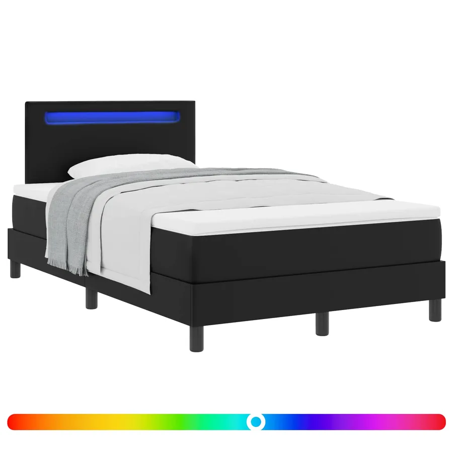 Lit à ressorts avec matelas Noir 120 x 200 cm Simili cuir - 2