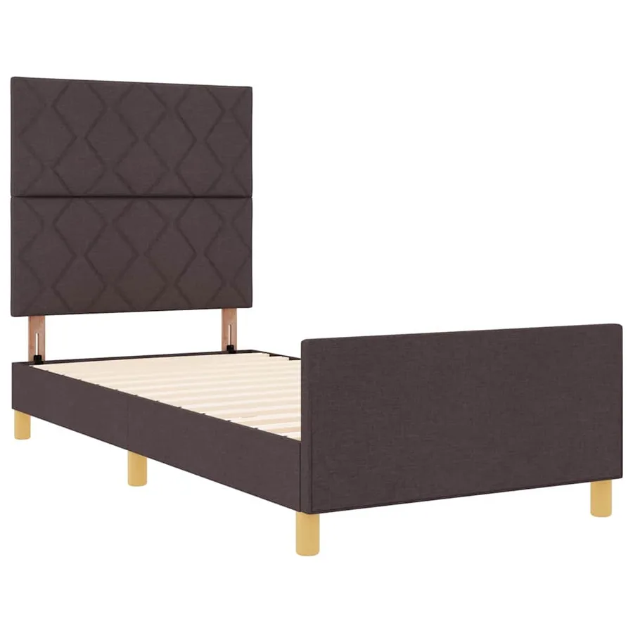 Cadre de lit avec tête de lit Marron foncé 100 x 200 cm tissu - 5
