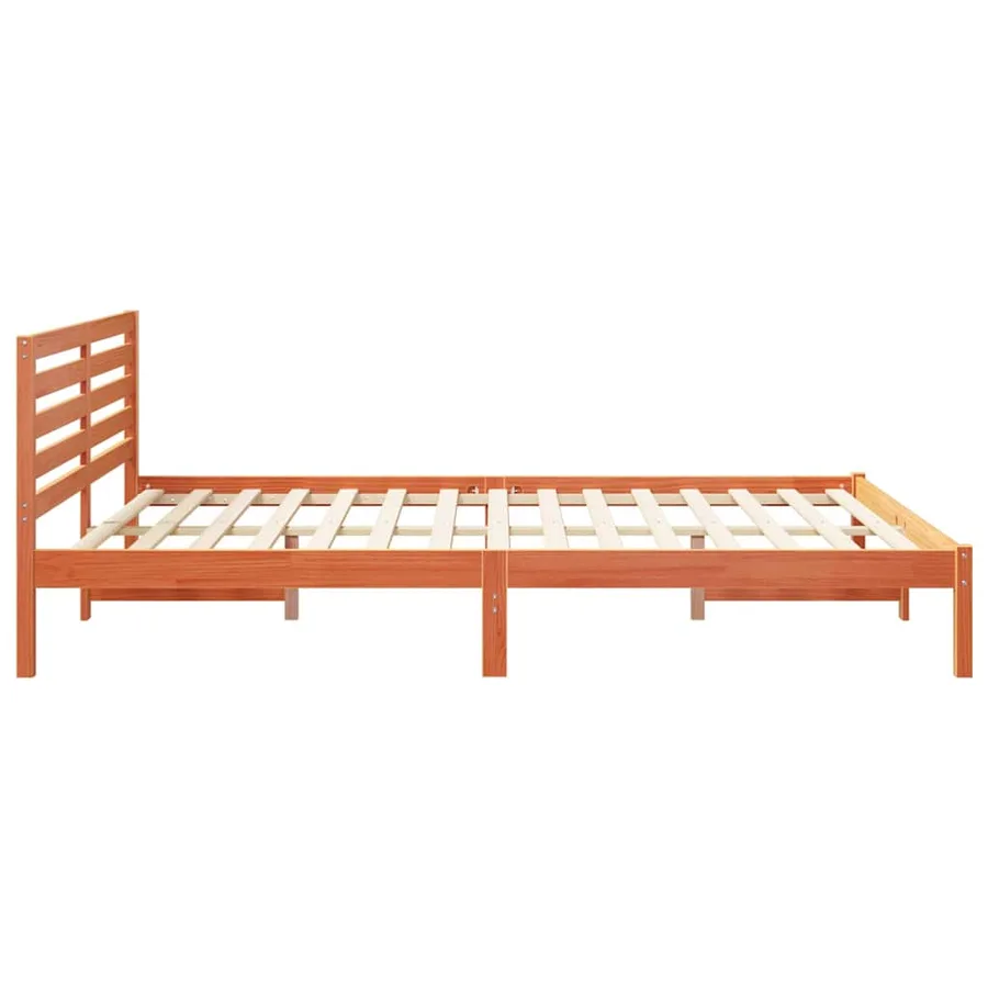 Cadre de lit avec tête de lit Brun cire 160 x 220 cm Pin massif - 6