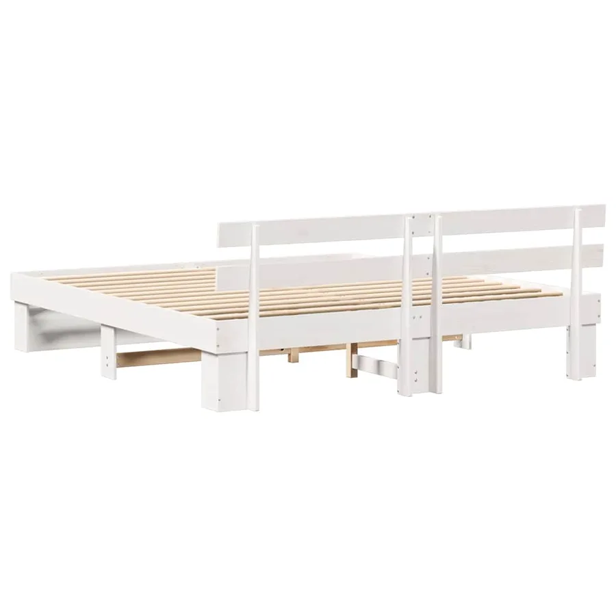 Cadre de lit avec tête de lit Blanc 180 x 200 cm Pin massif - 7