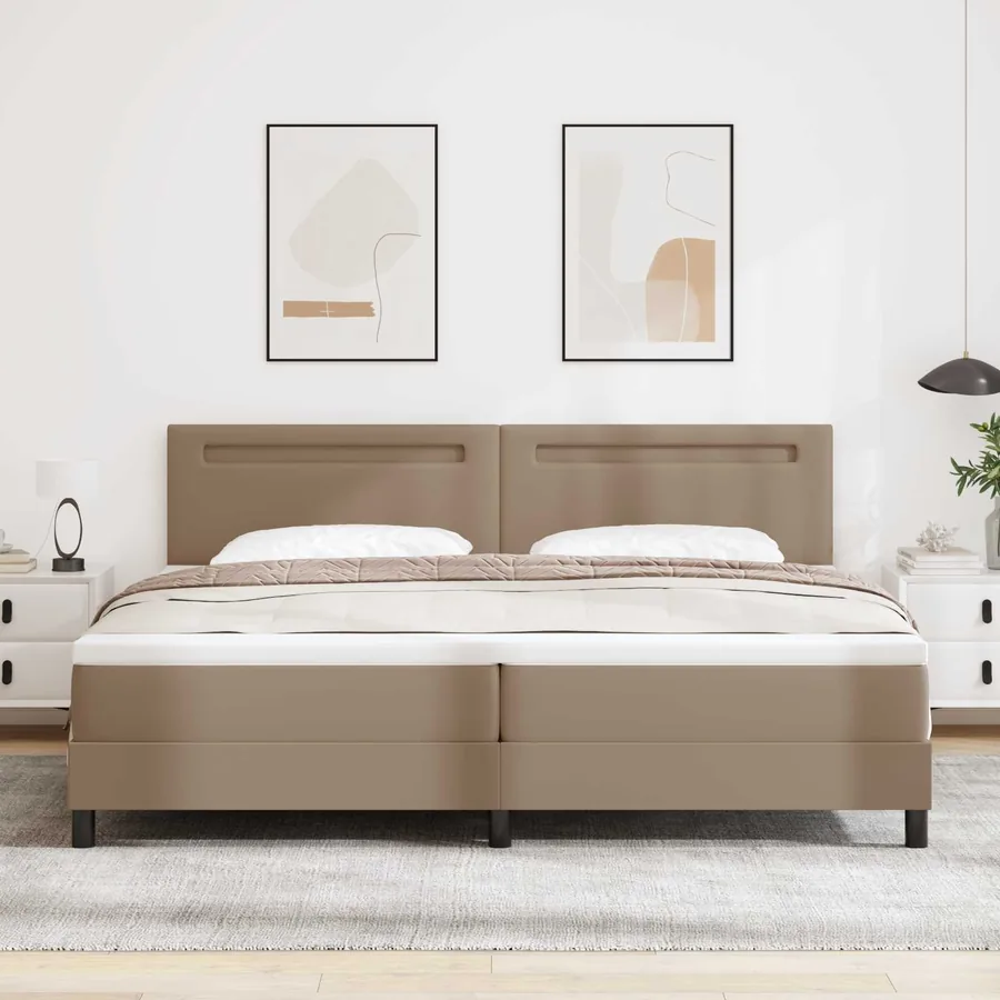 Lit à ressorts avec matelas Cappuccino 200 x 200 cm Simili cuir