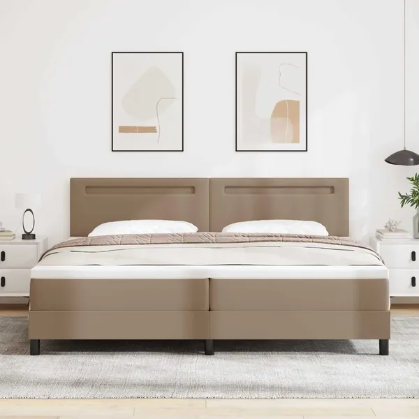 Lit à ressorts avec matelas Cappuccino 200 x 200 cm Simili cuir