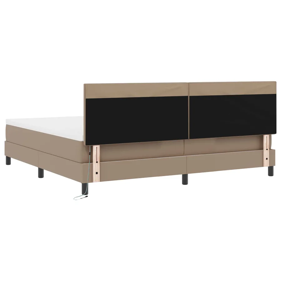Lit à ressorts avec matelas Cappuccino 200 x 200 cm Simili cuir - 10