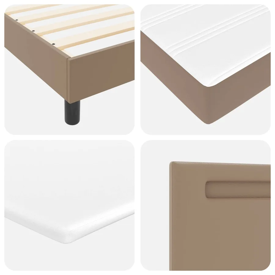 Lit à ressorts avec matelas Cappuccino 200 x 200 cm Simili cuir - 11