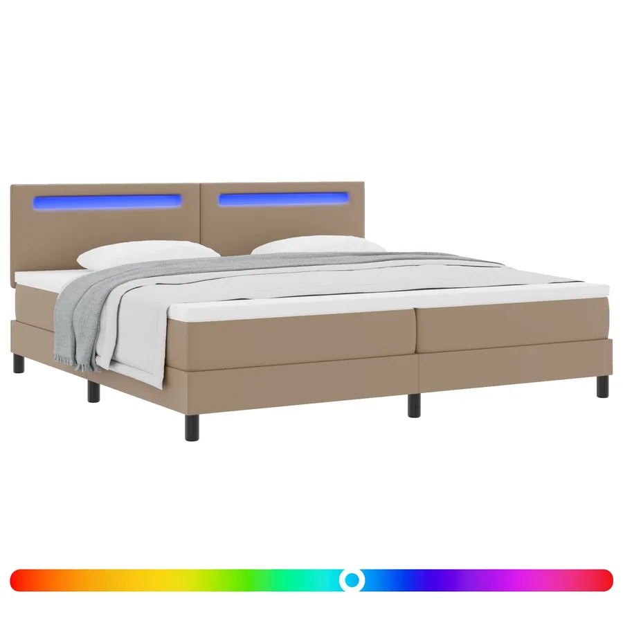 Lit à ressorts avec matelas Cappuccino 200 x 200 cm Simili cuir - 2