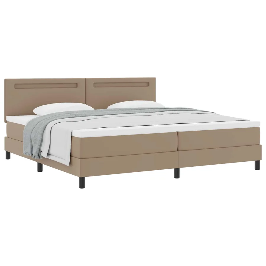 Lit à ressorts avec matelas Cappuccino 200 x 200 cm Simili cuir - 3