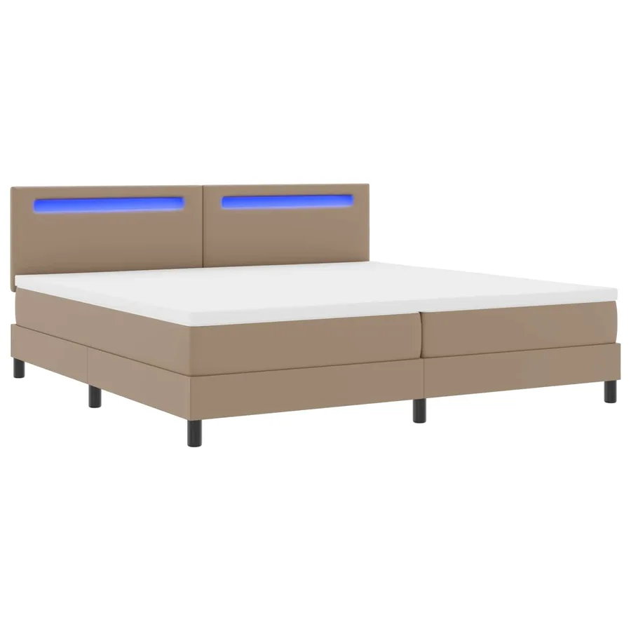 Lit à ressorts avec matelas Cappuccino 200 x 200 cm Simili cuir - 5