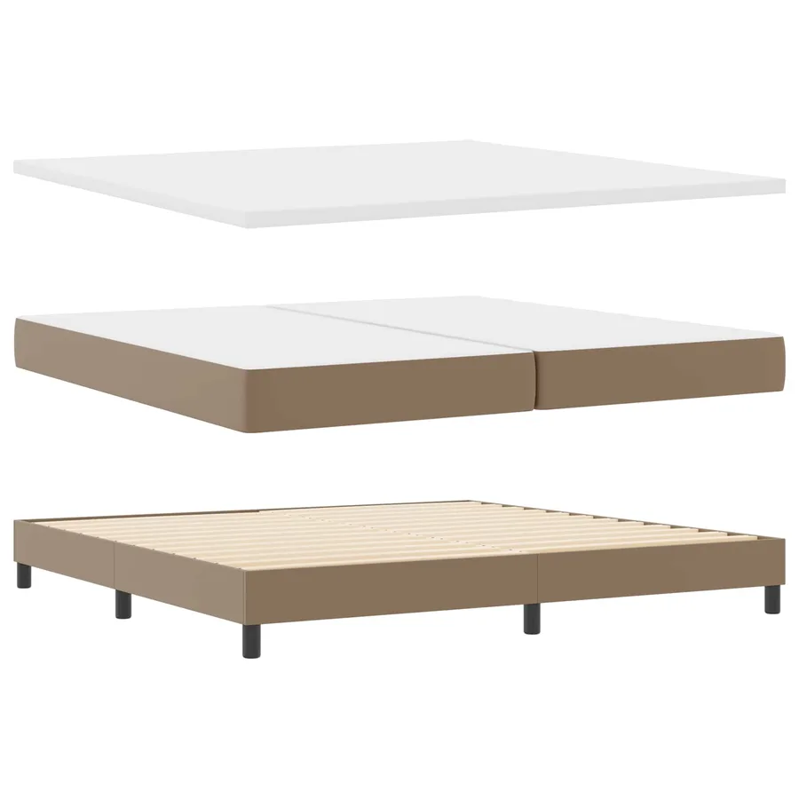 Lit à ressorts avec matelas Cappuccino 200 x 200 cm Simili cuir - 6