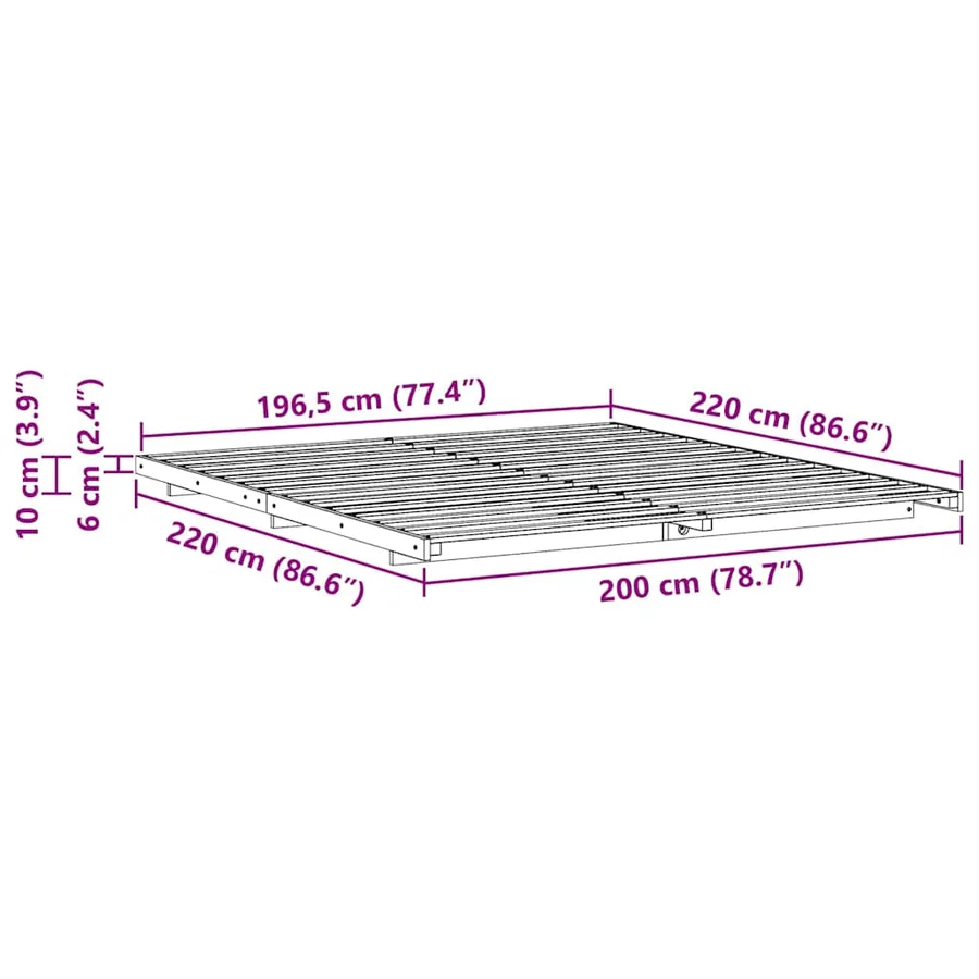 Cadre de lit Marron 200 x 220 cm Pin massif - 10