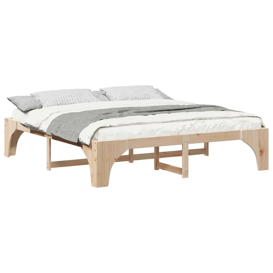 Cadre de lit Marron 200 x 200 cm Pin massif - 2