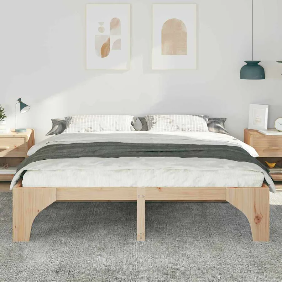 Cadre de lit Marron 200 x 200 cm Pin massif - 3