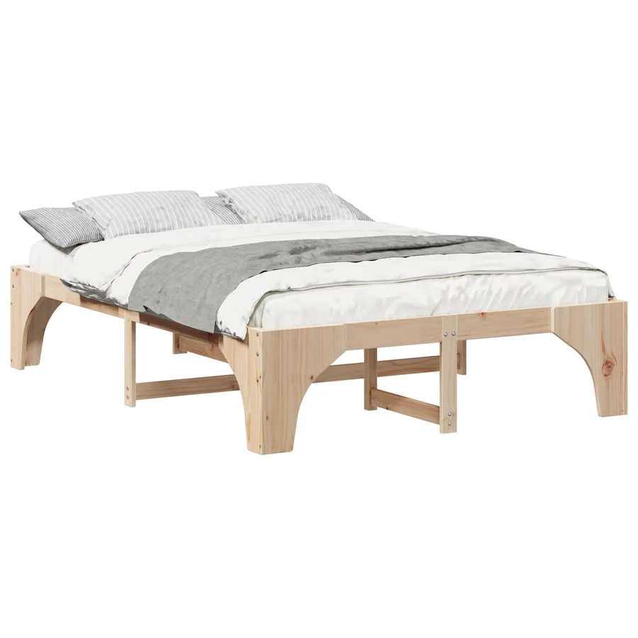 Cadre de lit Marron 150 x 200 cm Pin massif - 2