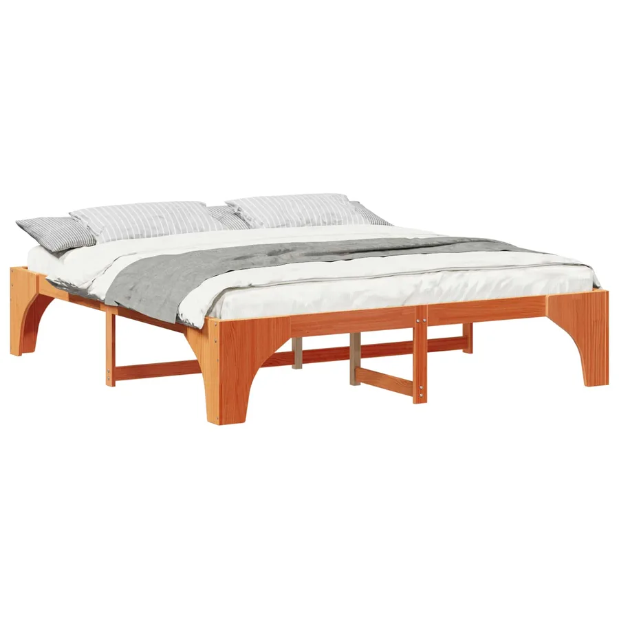Cadre de lit Marron 200 x 200 cm Pin massif - 2