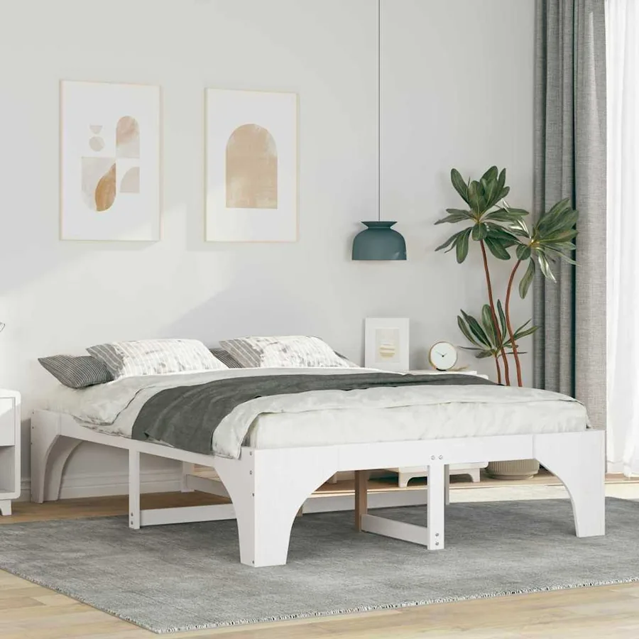 Cadre de lit Blanc 160 x 200 cm Pin massif