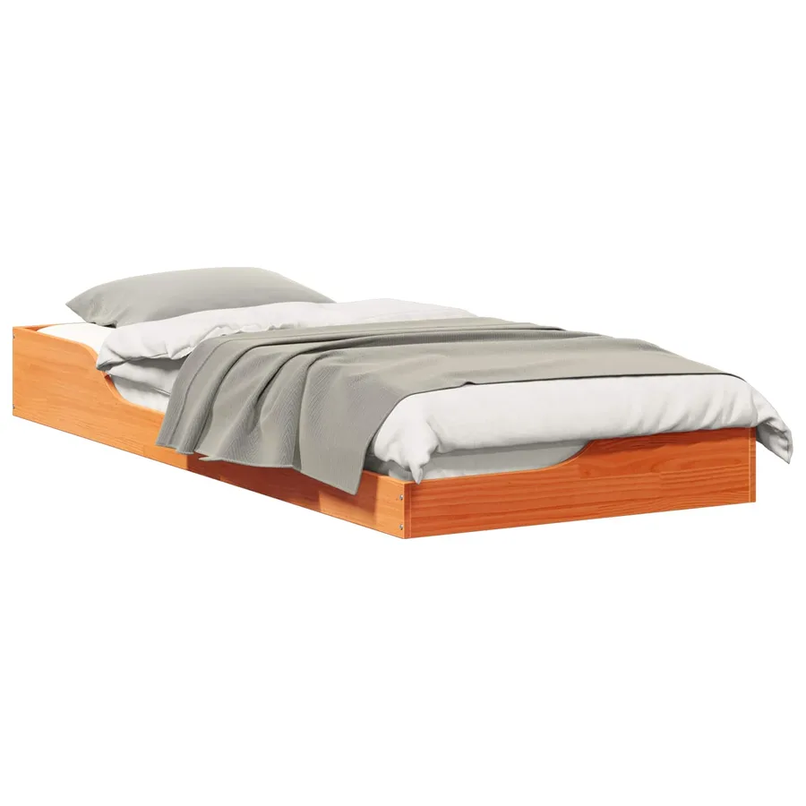 Cadre de lit Brun cire 80 x 210 cm Pin massif - 2