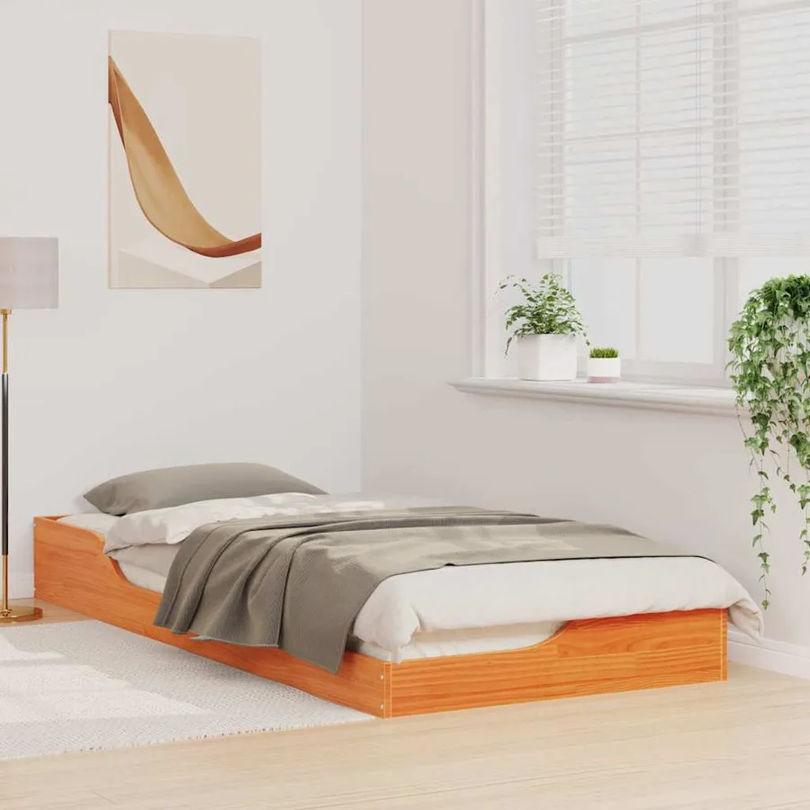 Cadre de lit Brun cire 80 x 210 cm Pin massif - 3