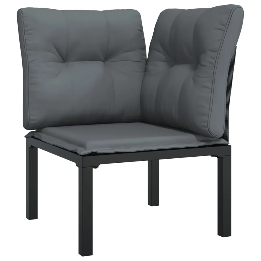 Salon de jardin 3 pcs noir et gris résine tressée - 4