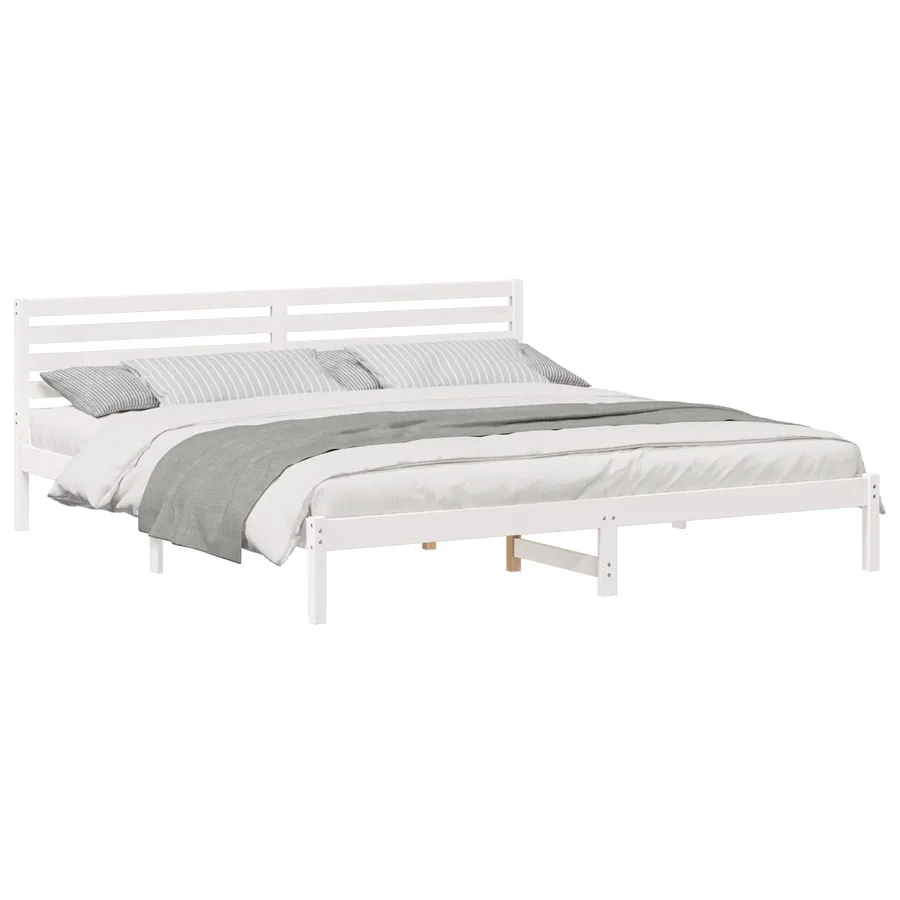 Cadre de lit avec tête de lit Blanc 200 x 220 cm Pin massif - 2