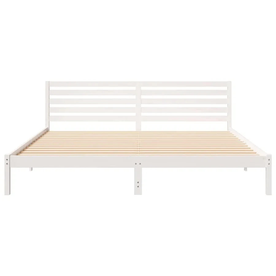 Cadre de lit avec tête de lit Blanc 200 x 220 cm Pin massif - 5