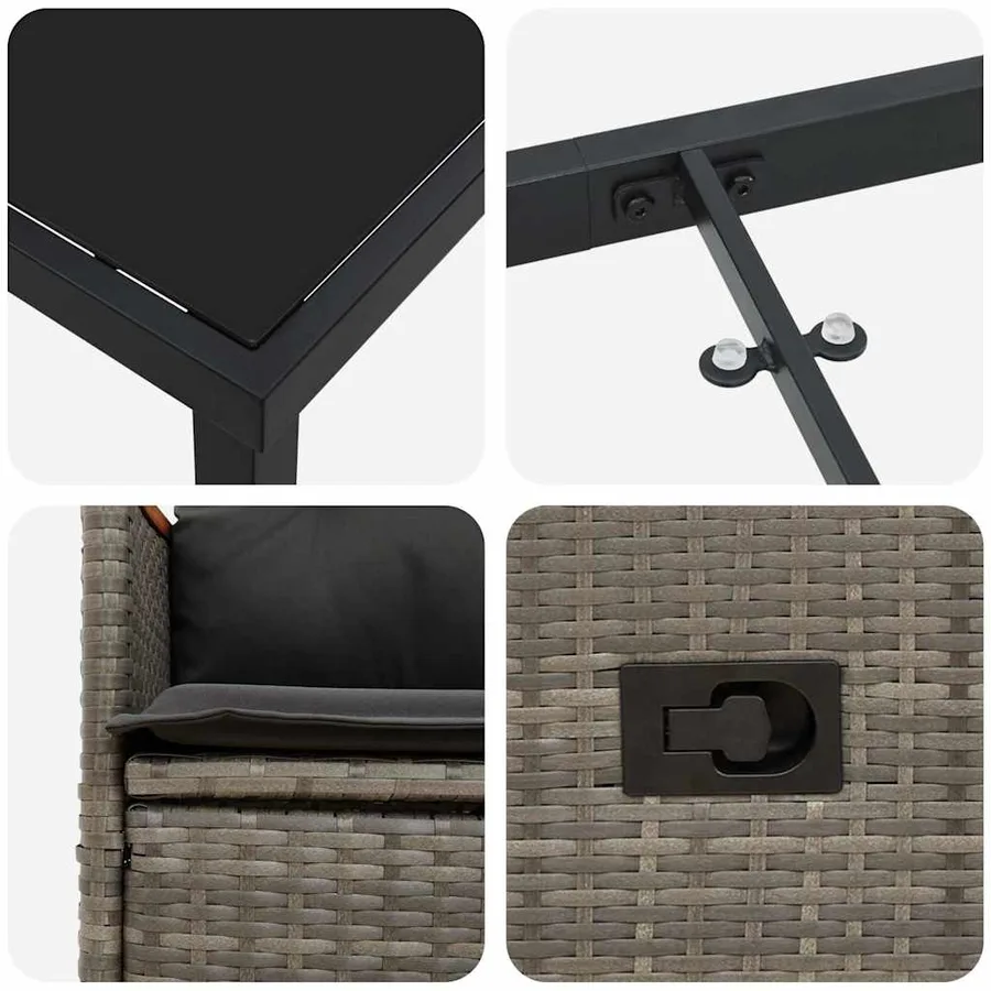 Ensemble de salle à manger pour jardin 9 pcs Gris polyrotin - 9