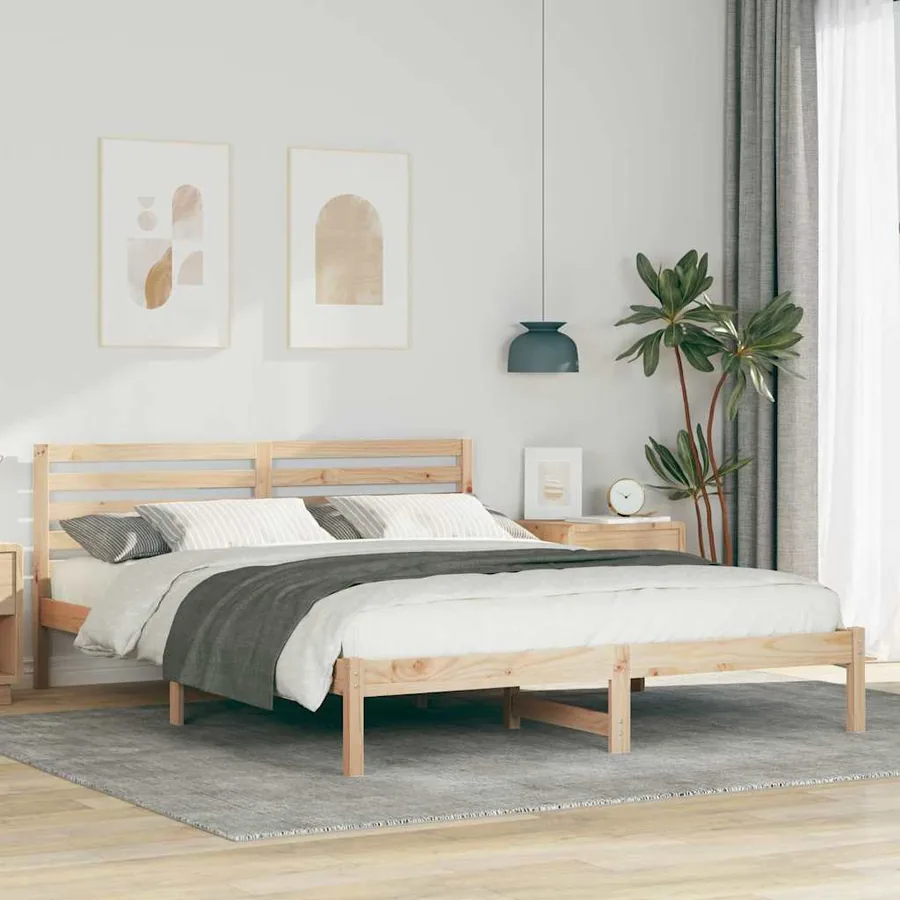 Cadre de lit avec tête de lit Marron 160 x 210 cm Pin massif