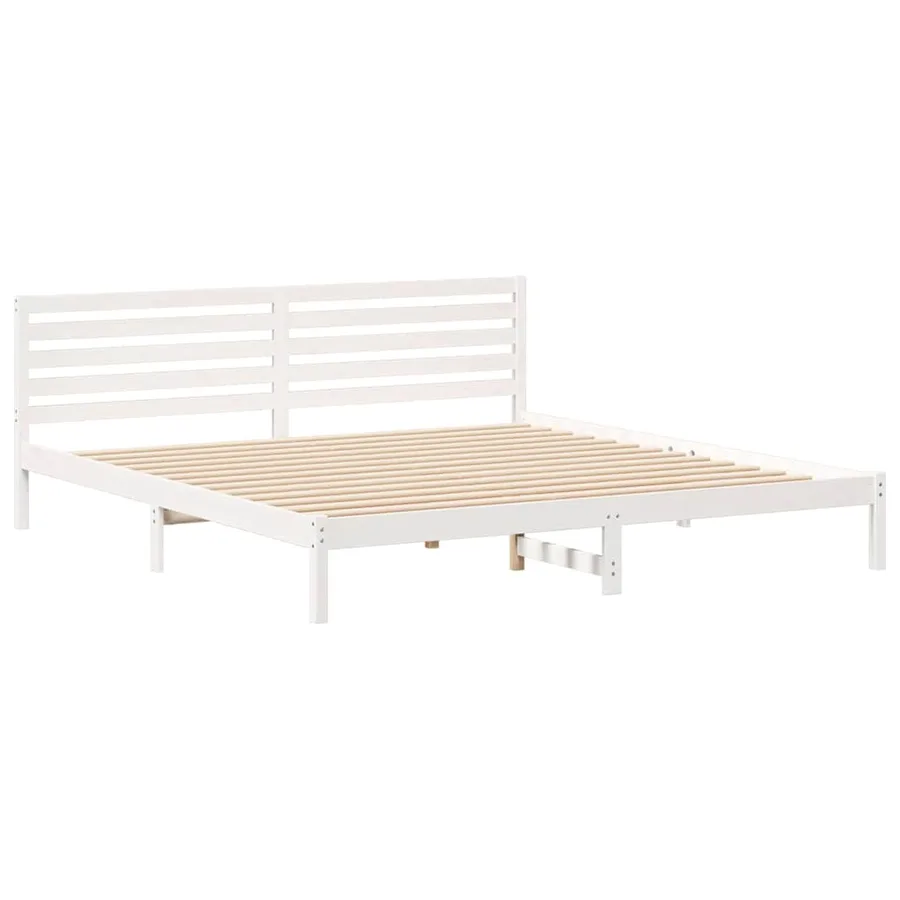 Cadre de lit avec tête de lit Blanc 200 x 210 cm Pin massif - 4
