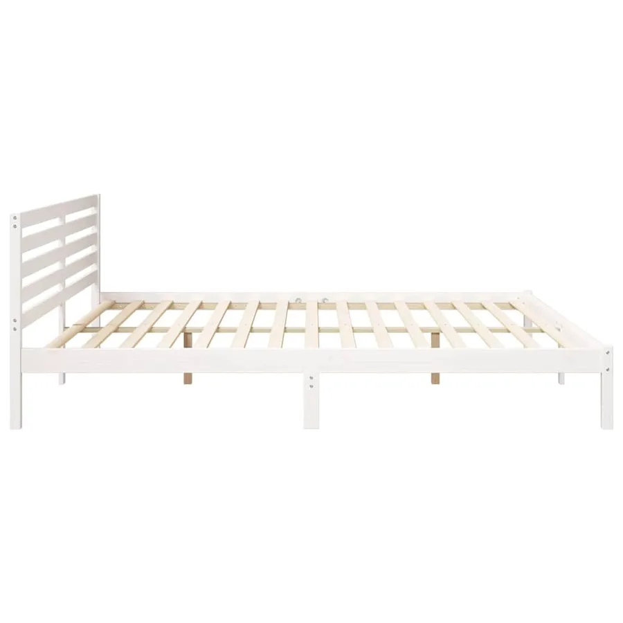 Cadre de lit avec tête de lit Blanc 200 x 210 cm Pin massif - 6