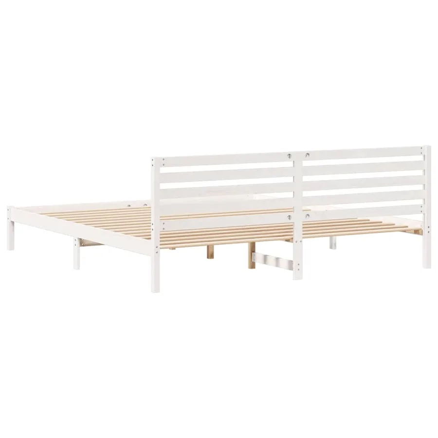 Cadre de lit avec tête de lit Blanc 200 x 210 cm Pin massif - 7