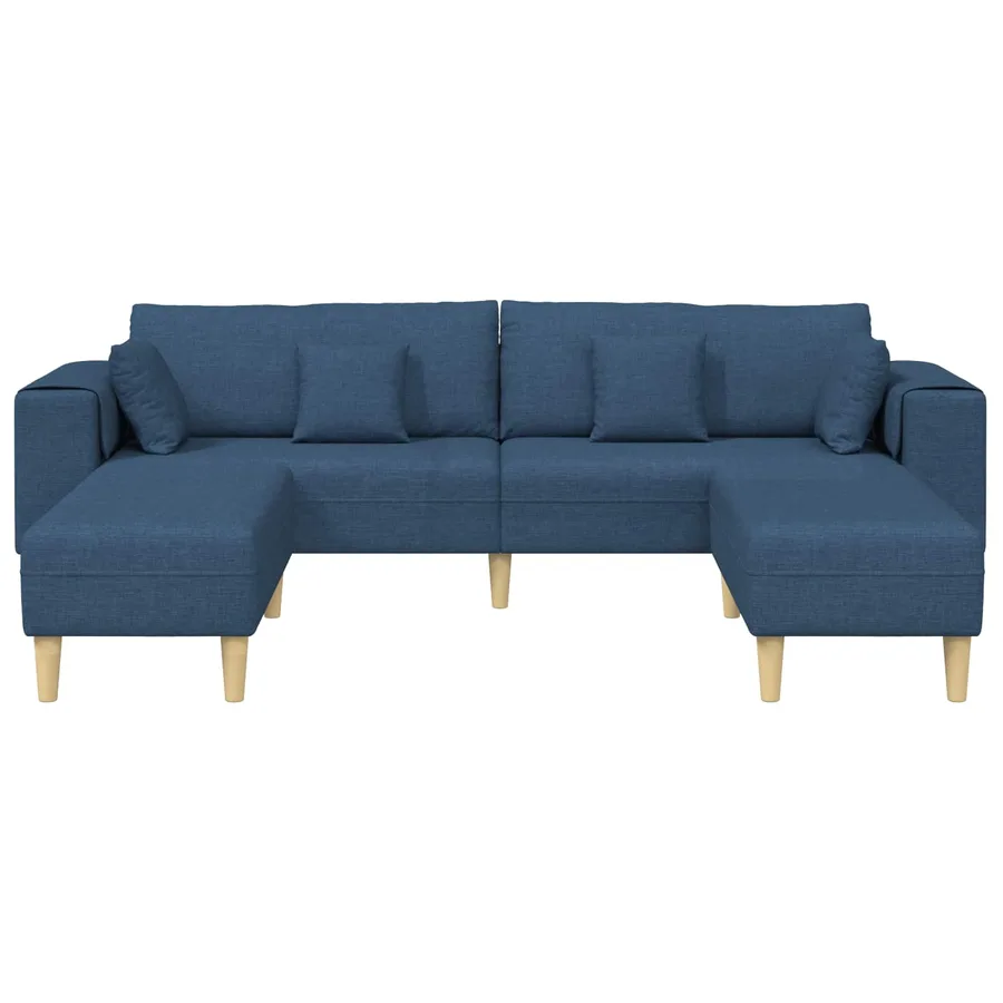 Canapé avec coussin 3 pcs Bleu tissu - 4