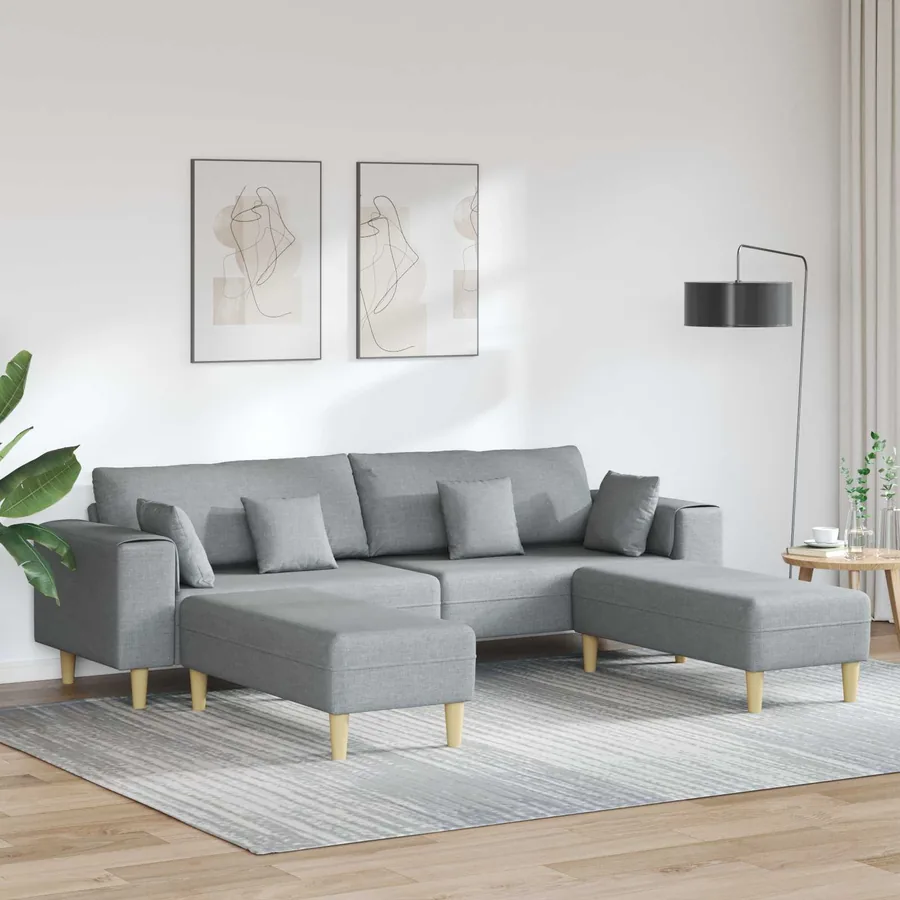 Canapé avec coussin 3 pcs Gris clair tissu